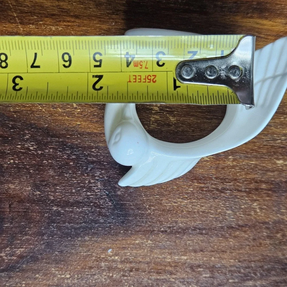 Vintage‎ white porcelain Dove napkin ring holder- Replacement tablescape